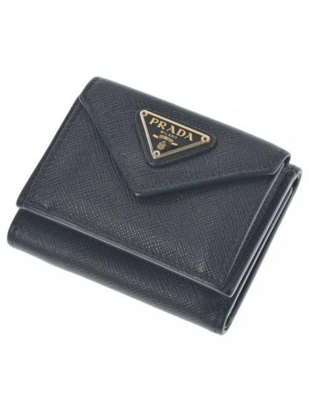 Prada Saffiano Compact Wallet Trifold Coin Purse